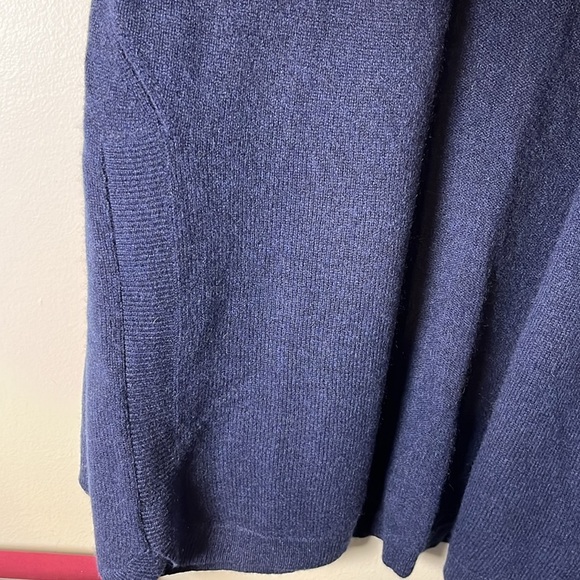 NWT White+Warren 100% Cashmere Navy Blue Curved Hem Open Cardigan Sz M - Picture 7 of 13